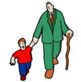 grandpa and boy walking pic
